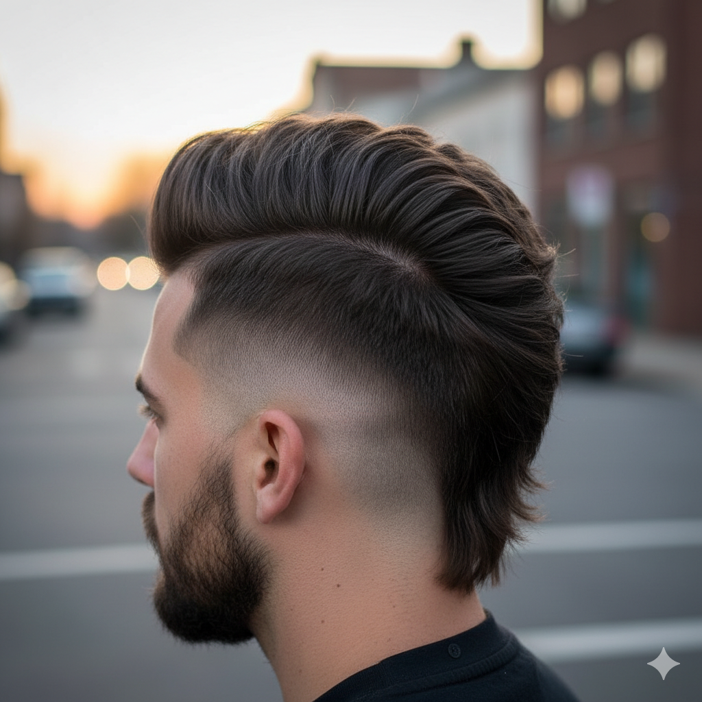 Low Taper Fade Mohawk showing bold styling with clean fade