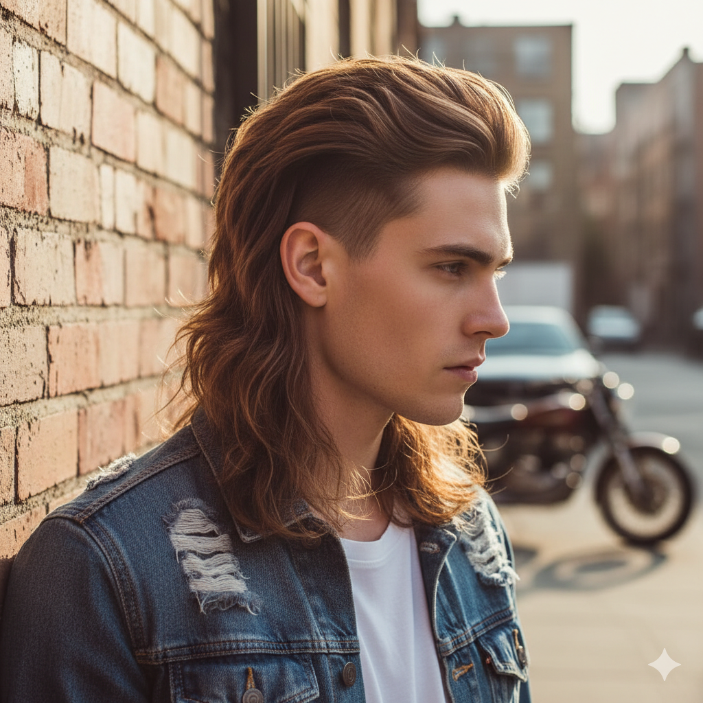 Low Taper Fade Mullet showing modern mullet styling with clean fade